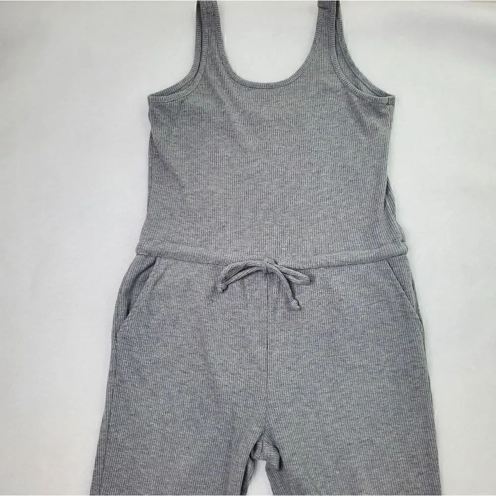 Chaser Cozy Rib Low Back Tank Jumpsuit Grey Size Small - Picture 7 of 17